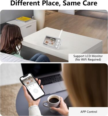 Відеоняня Wansview з камерою та APP - 5-дюймовий монітор для дитини без Wi-Fi з камерою для дитини 2.4/5 GHz, нічне бачення, відстеження руху, 2-сторонній аудіо, визначення температури, детекція руху/звуку