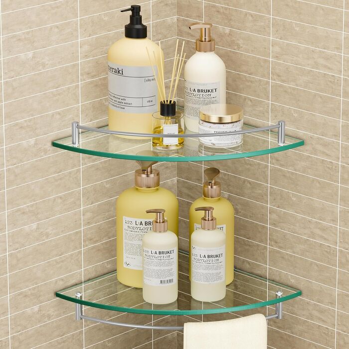 Скляна поличка для душу KES - 2 шт. з нержавіючої сталі (SUS304) для ванної кімнати