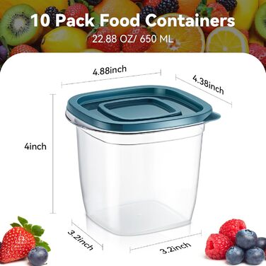 Контейнери для їжі EFISH 20 шт. Прямокутні, пластикові, з кришкою, 500 мл. Набір для школи, роботи, подорожей.