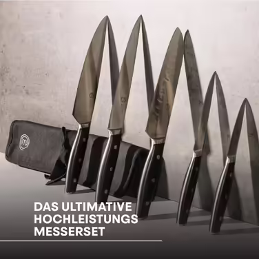 MasterChef Knife Set with Knife Bag, Kitchen Knife Set including Chef's Knife, Santoku Knife, Vegetable Knife, Paring Knife & Slicing Knife, 5-Piece Set, High-Carbon Stainless Steel