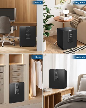 Кейві 2.0 Kub Safe Box: сейф з LCD-сенсорним екраном, двома тривогами, LED-підсвіткою, знімною полицею, для грошей, документів та цінностей (2,0 м³)