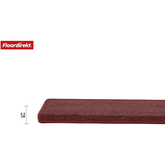 Килимок для сходів Floordirekt 15 шт., 65x23 см, напівкруглий/прямокутний, бордовий (самоклеючий)