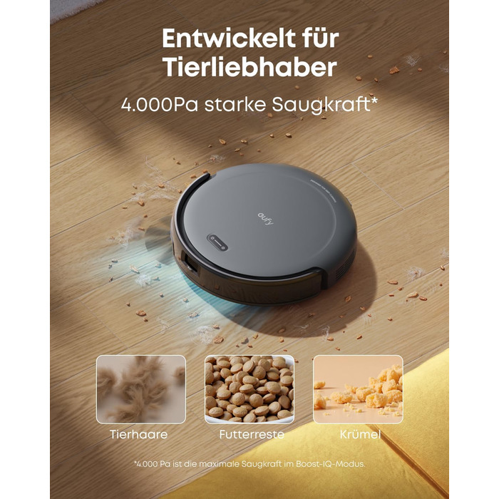 Робот-пилосос eufy C10 з автоматичною станцією самоочищення, ультратонкий 7,3 см, очищення килимів, бічна щітка для кутів, точкова лазерна та інфрачервона навігація