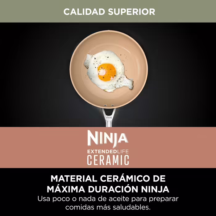 Ninja Extended Life 28cm Ceramic Frying Pan, Non-Stick Coating (No PFAs, PFOA, Lead or Cadmium), Induction Compatible, Stainless Steel Handle, Oven Safe Up to 285°C, CW90028EUUKDB