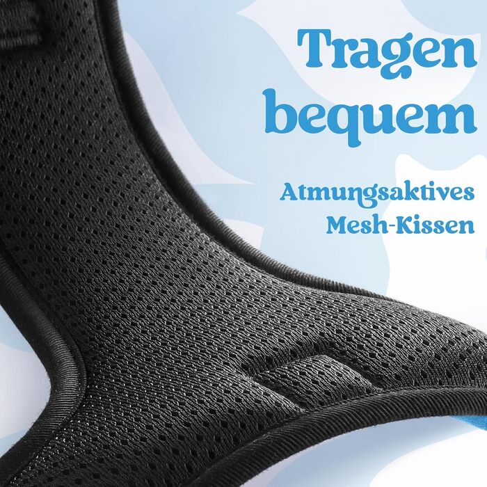 Нашийник для собак Rabbitgoo, великі породи, регульований, проти тяги, з ручкою, м'який, світловідбиваючий, блакитний, L (XL, 1 шт.)