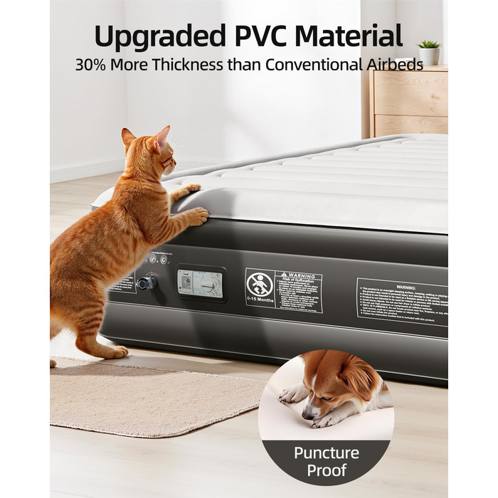 Надувне ліжко CHILLSUN® для 2 осіб, 203x152x46 см з електричним насосом, водонепроникне, для кемпінгу та гостей