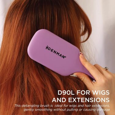 Щітка для волосся Denman D90L Tangle Tamer Ultra: розплутування та догляд за довгим волоссям, нейлонові щетинки, фіолетовий колір
