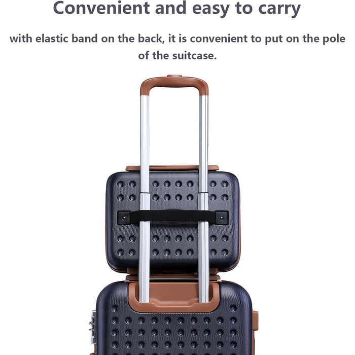 Валіза-тележка KONO з жорстким корпусом, 76x50x31 см, білий (блакитний, косметичка)