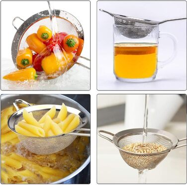 Ситечко кухонне 7 см з нержавіючої сталі, дрібний сито для чаю, борошна, рису, макаронів, овочів та фруктів. Довговічне кухонне приладдя.