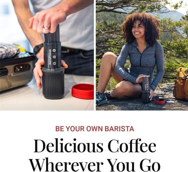 Портативна кавоварка AeroPress Go 3-в-1 для подорожей і кемпінгу, прес-френч, пуровер, еспресо, насичена кава без гіркоти, комплект для кави, сіра