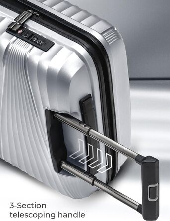 Легкий валіза на колесах 55 см з TSA-замком | Об'єм 41 л, поліпропілен, сріблястий | Collection 02