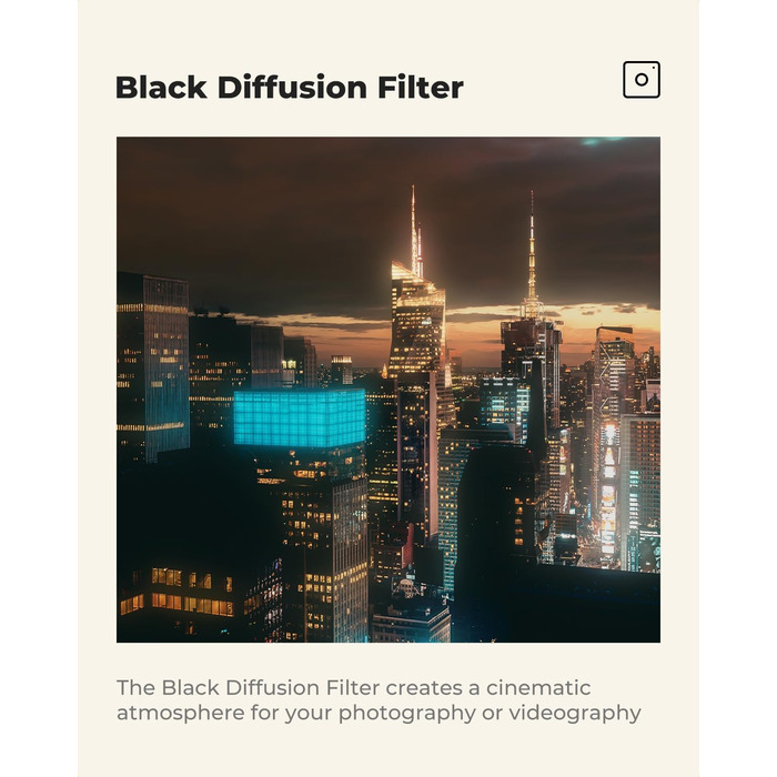 Фільтр K&F Concept Black Mist 1/4 82mm для відео та портретної зйомки (Nano-Xcel)