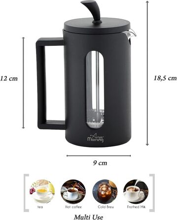 French Press Any Morning: кавоварка френч-прес з нержавіючої сталі, 600 мл | Для свіжого фільтрованого кави та Cold Brew