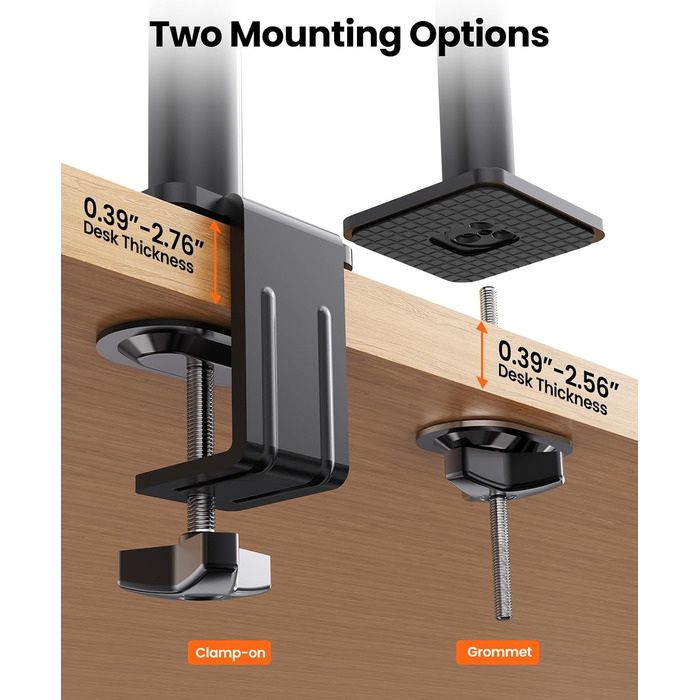 Кріплення для монітора ErGear 2 монітори, вертикальне, чорне, VESA 75x75/100x100mm, до 9кг