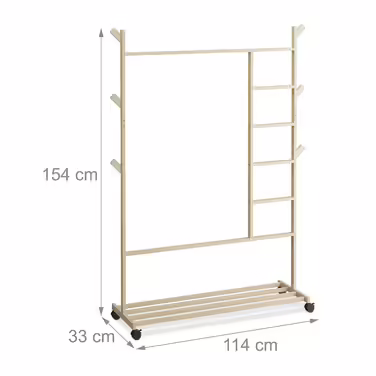 Relaxdays Bamboo Rolling Clothes Rack