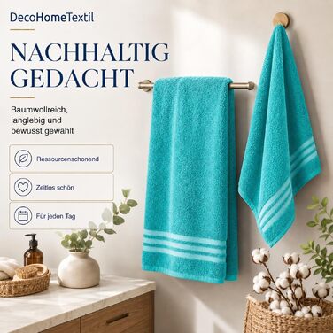 Набір рушників для рук DecoHomeTextil Eco (6 шт), 50x100 см, бірюзовий — екологічний махровий сет, м'який та гігроскопічний