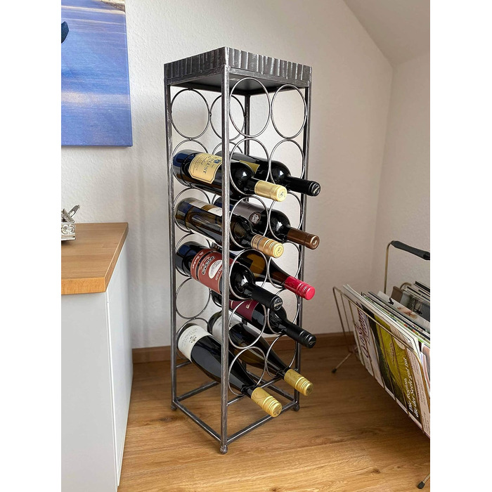 CASABLANCA Wine Bottle Rack 'Albana' 78 CM Antique Gold Effect