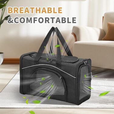 Транспортна сумка для кота та собаки Petsfit | Авіапереліт, авто та поїзд | Чорний, середній