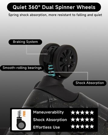 Набір валіз Sea Choice 3 шт. з жорстким корпусом, розширюваний, легкий, з 4 колесами, з тримачем для напоїв та TSA замком, чорний