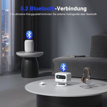 Портативний проєктор Mini Beamer 4K з корекцією трапеції, WiFi6, Bluetooth 5.2, Full HD 1080P, для підключення до телефону/ТБ-приставки/ноутбука/HDMI, A-23000L