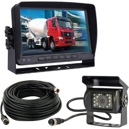 4-контактний 7-дюймовий HD TFT LCD монітор з козирком, водонепроникна 18-LED нічна камера заднього виду з 10 м кабелем для автофургона, автобуса, причепа, вантажівки