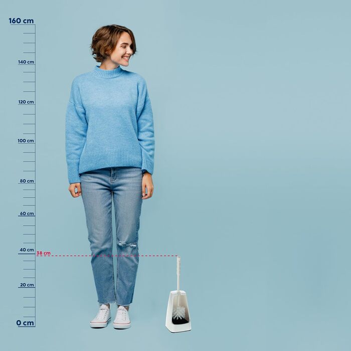 Набір для чищення унітазу Levin, щітка з контейнером, 38 см, білий