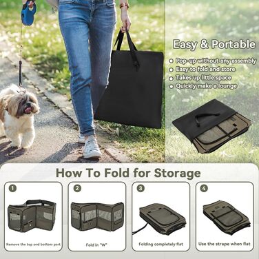 Кія для собак PETSFIT, розкладний вольєр для дому, витривале виконання, 91x84x53 см, сірий чайний (M: 92x84x53 см)