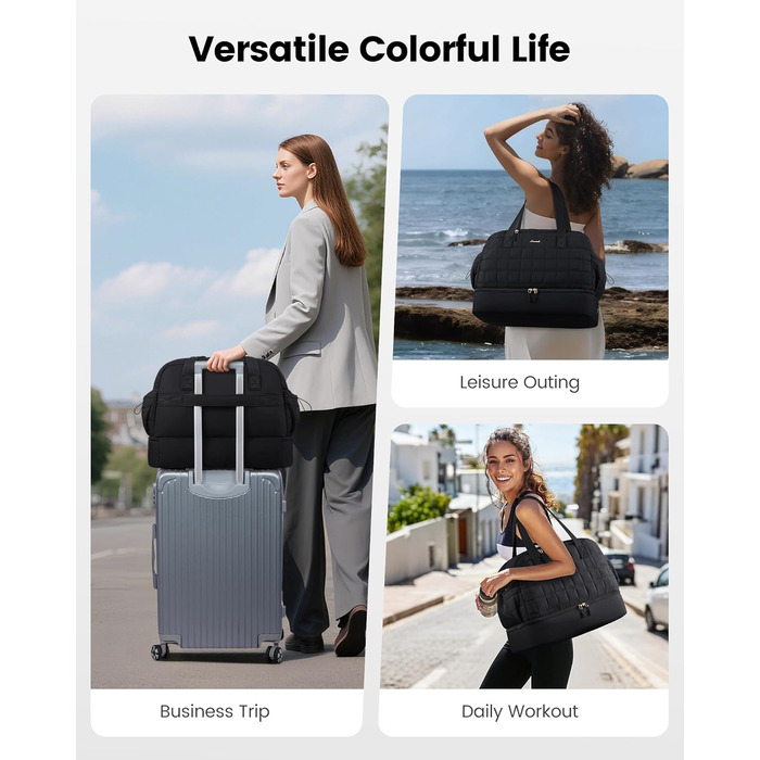 Сумка-мішок LOVEVOOK Weekender 35L: водонепроникна спортивна сумка для подорожей, туризму, йоги (чорний)