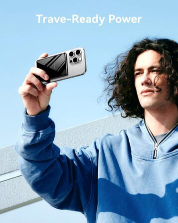 Power Bank Magsafe 5000mAh/10000mAh (Сірий/Чорний) - Бездротова зарядка, PD 20W, USB-C, Тонкий, для iPhone 16/15/14