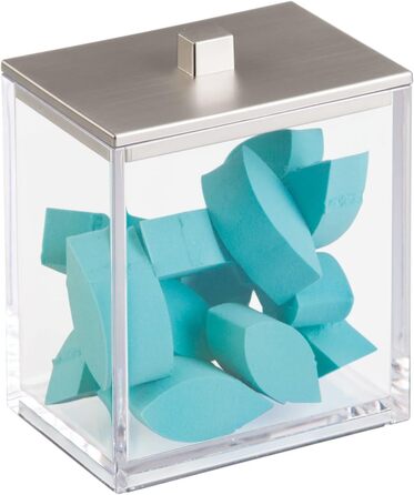 mDesign органайзер для ватних дисків та паличок – набір 2 шт. – прозорий/рожеве золото, пластик