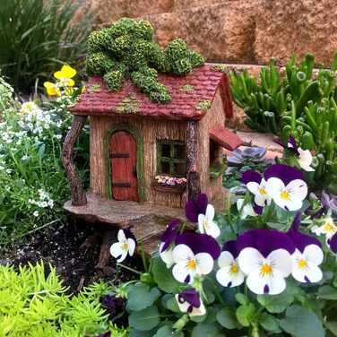 PRETMANN's Fairy Garden House - large fairy tree house with a door that opens - 22.9 cm high - fairy garden accessories