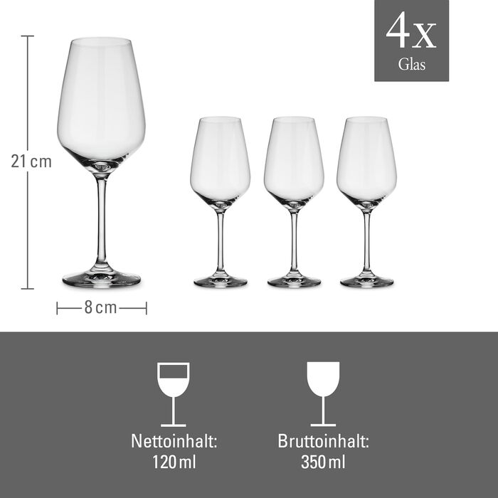 Набір келихів для білого вина Villeroy & Boch vivo by Group Voice Basic, 4 шт., 356 мл, кришталеве скло, придатні для миття в посудомийній машині