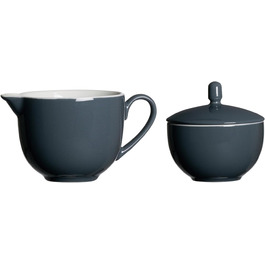 Ritzenhoff & Breker Milk & Sugar Set Doppio, Anthracite, Milk Jug/Pourer 170 ml, Sugar Bowl ø 9 cm, made of porcelain, dishwasher safe