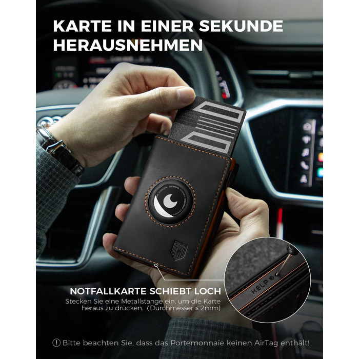 Портмоне DODENSHA® MagSnap для чоловіків з RFID захистом, відділенням для AirTag, картхолдером та відділенням для монет. Чорно-помаранчевий колір.