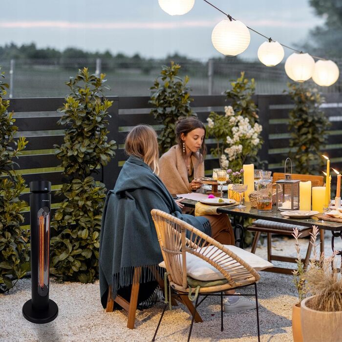 Інфрачервовий обігрівач Climative 2500W з 9 рівнями, IP65 для тераси та приміщення, настінний, з пультом та таймером, чорний (Aura)