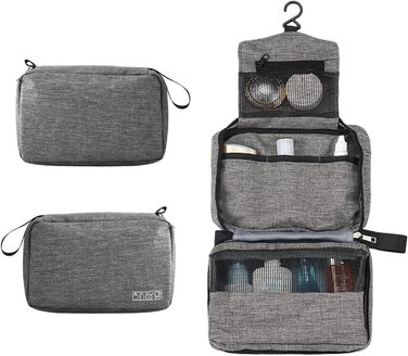 Чоловіча/Жіноча косметичка для подорожей з гачком, велика, сіра (#2)