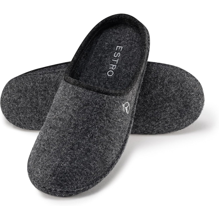 Чоловічі фетрові тапочки ESTRO - теплі зимові халапи для дому, чоловічі халапи, фетр, WOLLFILZ (45 EU, широкі, графіт)