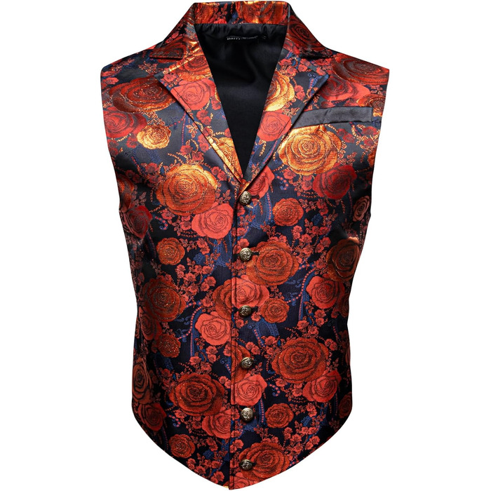 Чоловіча жилетка Barry.Wang у стилі Вікторіанської епохи, Steampunk, готика, з візерунком пейслі, з індивідуальним коміром, для костюмної вечірки на Хелловін, burnt orange