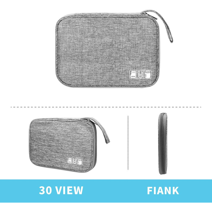 Органайзер для кабелів та аксесуарів для подорожей, бізнесу та роботи - сірий (Single Layer)