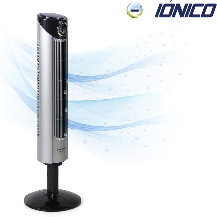 Турбовентилятор Orbegozo TWM 1015 з дистанційним керуванням: 3 режими, дисплей, таймер, 3 швидкості, поворот 80°, 45 Вт, сірий/чорний, 107 см