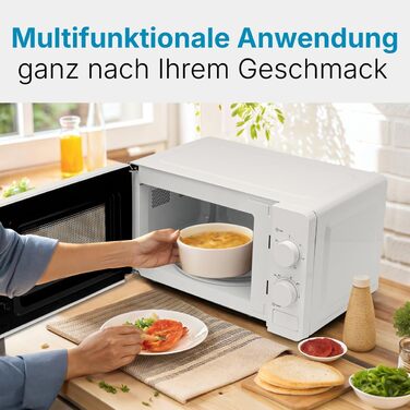 Мікрохвильова піч Bomann MW 6014 CB (Біла): 700 Вт, 20 л, 6 рівнів потужності, поворотний піднос 360°