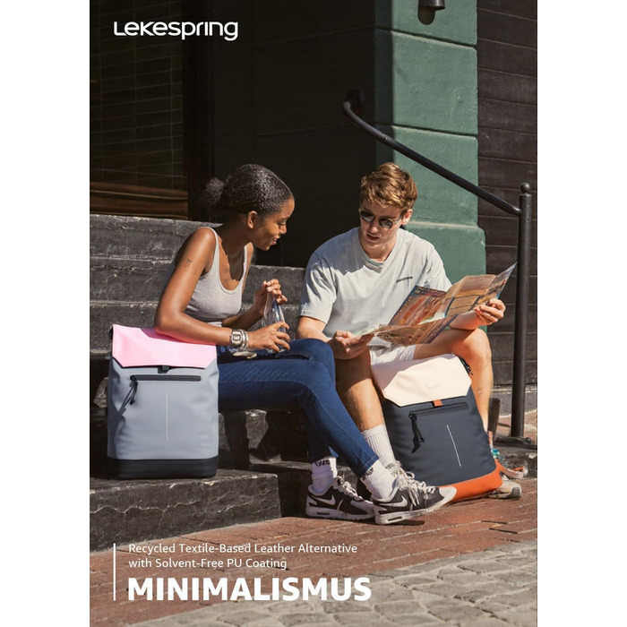 Чоловічий та жіночий рюкзак з матового шкірозамінника з відділенням для ноутбука 15,6