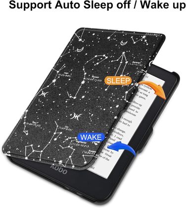 Чохол-книга HGWALP для Tolino Shine 5/Shine Color/Shine 4 та Kobo Clara Colour/Clara BW/Clara 2E eReaders, преміум-якість, авто-ввімкнення/вимкнення (Constellation)