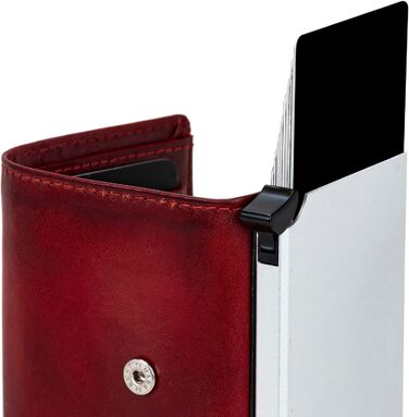 Чоловіче/жіноче картхолдер Volmer POP-UP з відділенням для монет, з натуральної шкіри, RFID захистом, вміщує до 11 карт, кольори: Hunter Green (зелений), Bordeaux Red (бордовий)
