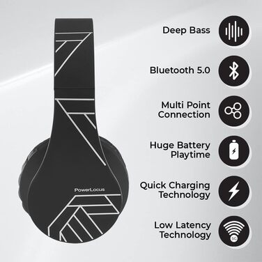 Бездротові навушники PowerLocus Over-Ear з Bluetooth та мікрофоном, складні, з м'якими амбушюрами, Hi-Fi стерео звук, бас, для дітей/дорослих/ТВ/ПК/офісу (срібні)