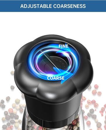 Набір ручних мельниць для солі та перцю CIRCLE JOY для професійних кухарів, наповнювані солі та перечниці з керамічними лезами, регульована ступінь помелу та BPA-free скляні контейнери об'ємом 180 мл, чорно-білий набір