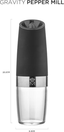 Електрична млин для перцю MasterPRO Foodies Collection 5.6x22 см, чорна - з двома відсіками, безпечний дизайн