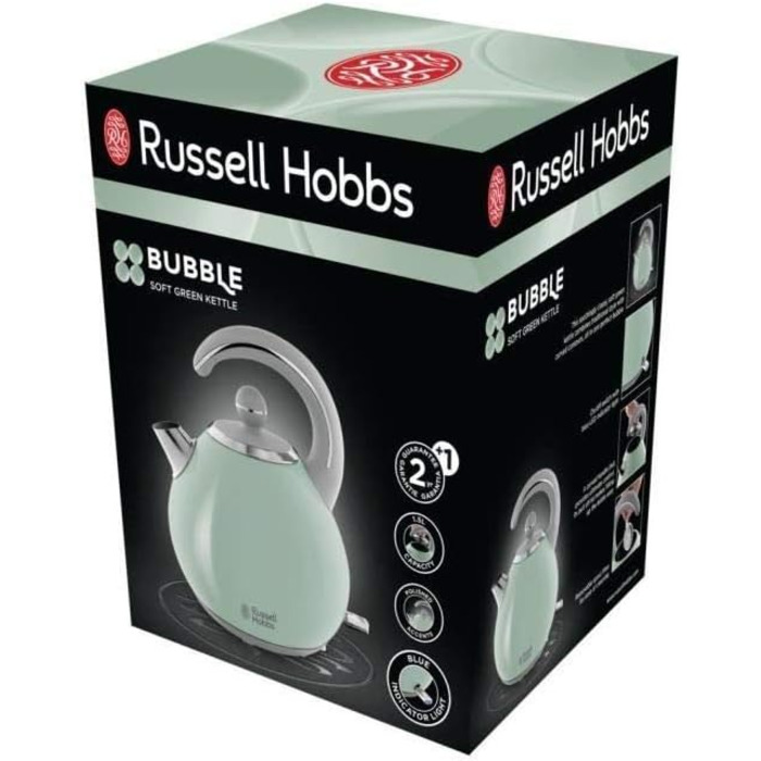 Електричний чайник Russell Hobbs Hanley Retro Jasmine, 2400W, 1.5л, кремово-білий, нержавіюча сталь, ретро-дизайн
