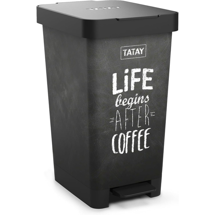 Сміттєве відро з педаллю TATAY Smart Deco 25L | Стильний дизайн, 25 літрів, для дому та вулиці | Зміцнений BPA-free пластик, 26x36x47 см | Підходить для 30л мішків