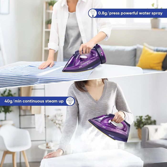 Відпарювач ZStarlite Powersteam Ultra: бездротовий, 2400W, керамічна підошва, антикальк, стоп-краплі, вертикальне прасування, самоочищення, 320 мл, фіолетовий